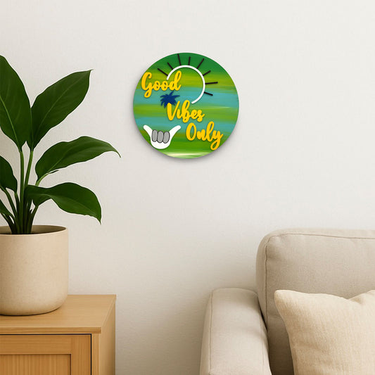 Good Vibes Only Hand-Painted Wooden Wall Hanging in Beach Theme