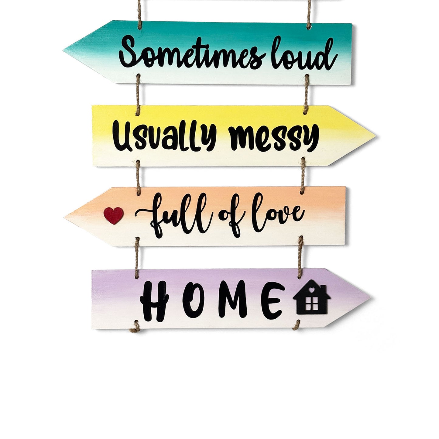 Welcome To Our Home Hand-Painted Wooden Arrow Plank Wall Hanging - Design 5