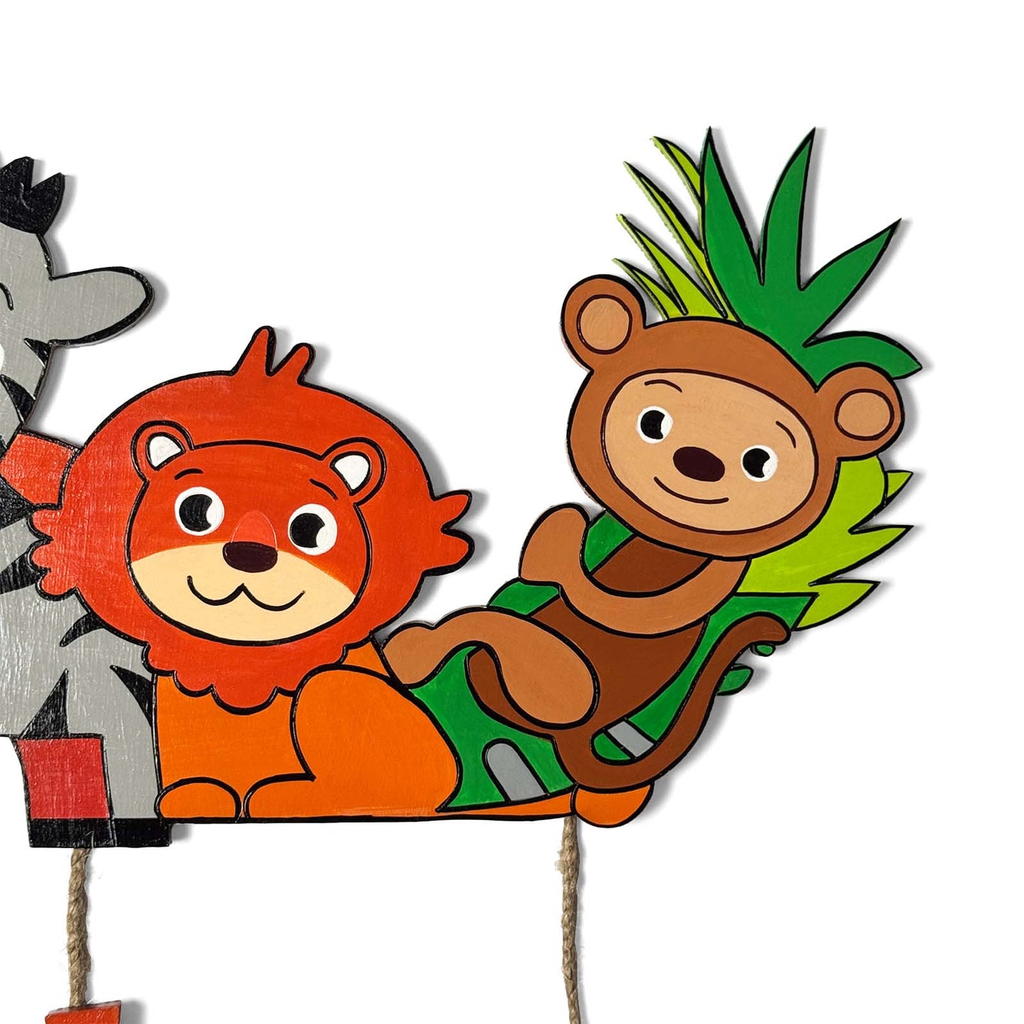 Animal Themed Hand-Painted Wooden Kids Name Plate - Design 4