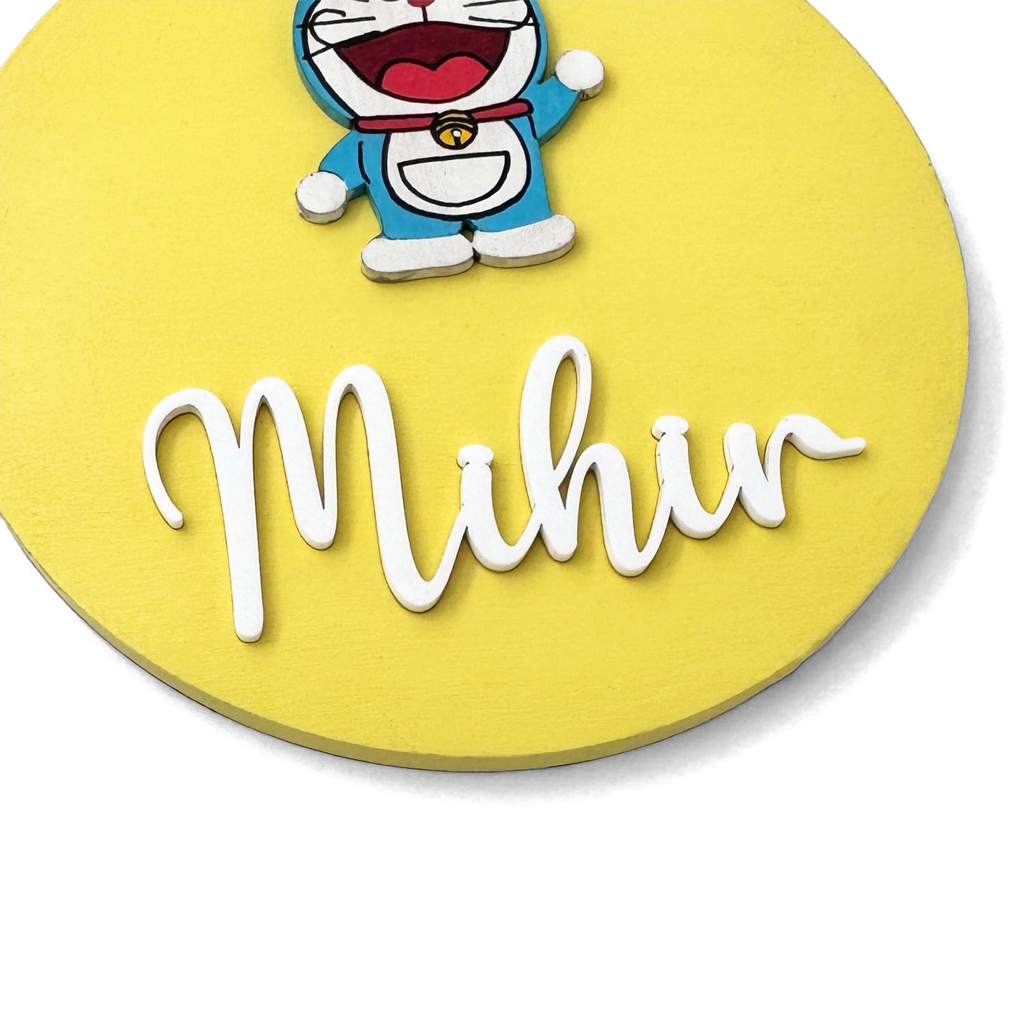 Doraemon Themed Hand-Painted Wooden Name Plate For Kids