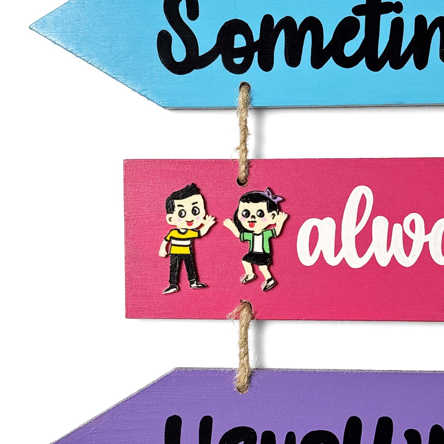 Welcome To Our Home Hand-Painted Wooden Arrow Plank Wall Hanging - Design 12