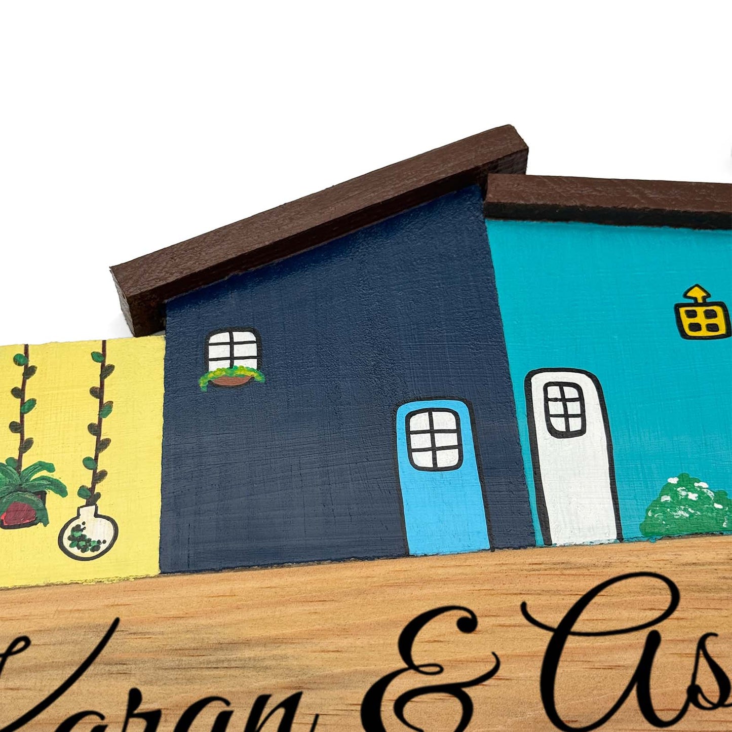 Hut-Shaped Hand-Painted Wooden Name Plate For Home - Hut Board Design 5