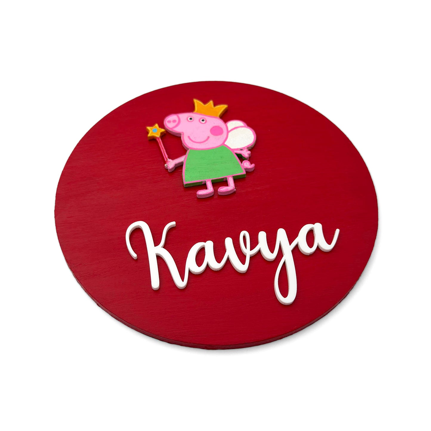 Peppa Pig Themed Hand-Painted Wooden Mini Kids Name Plate