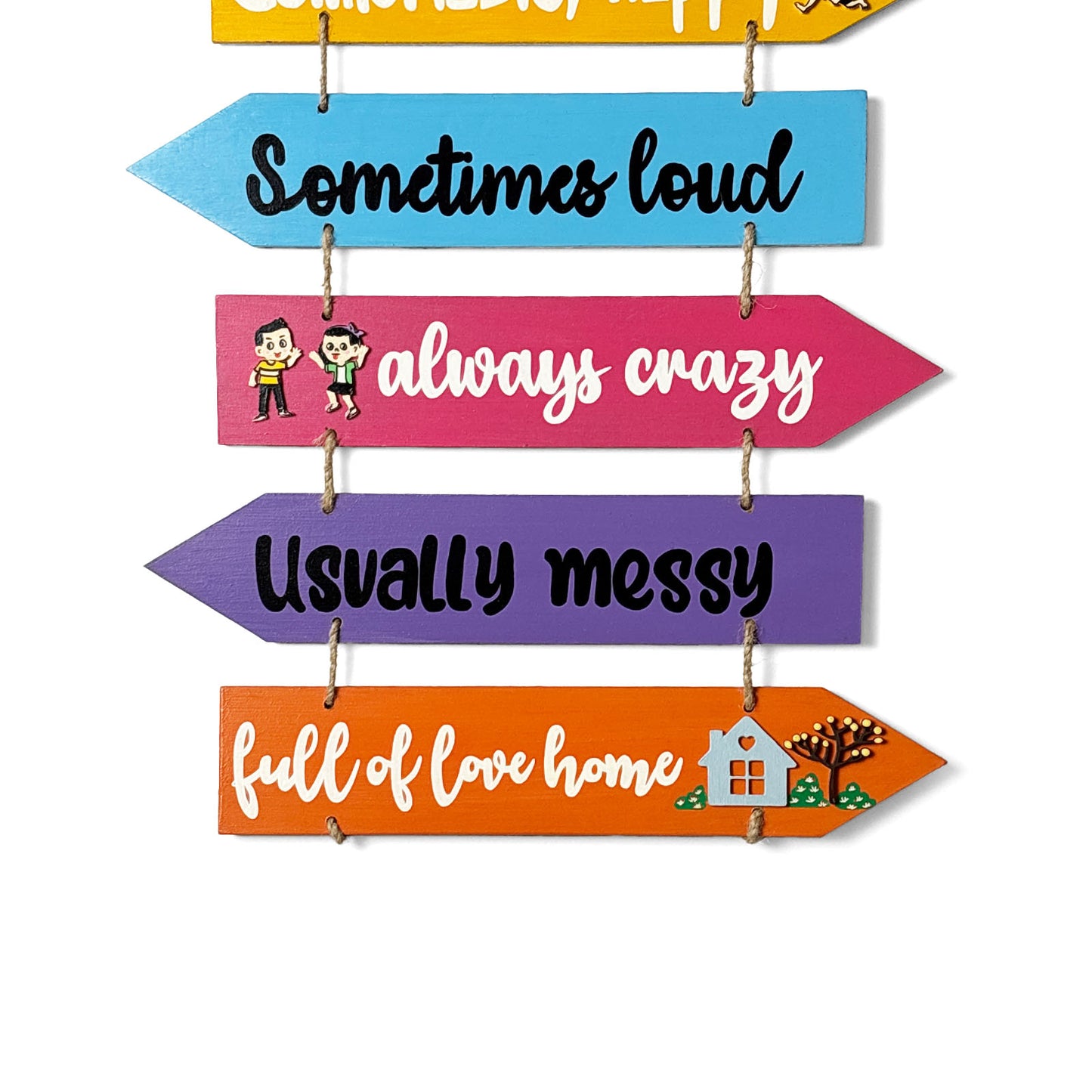 Welcome To Our Home Hand-Painted Wooden Arrow Plank Wall Hanging - Design 12