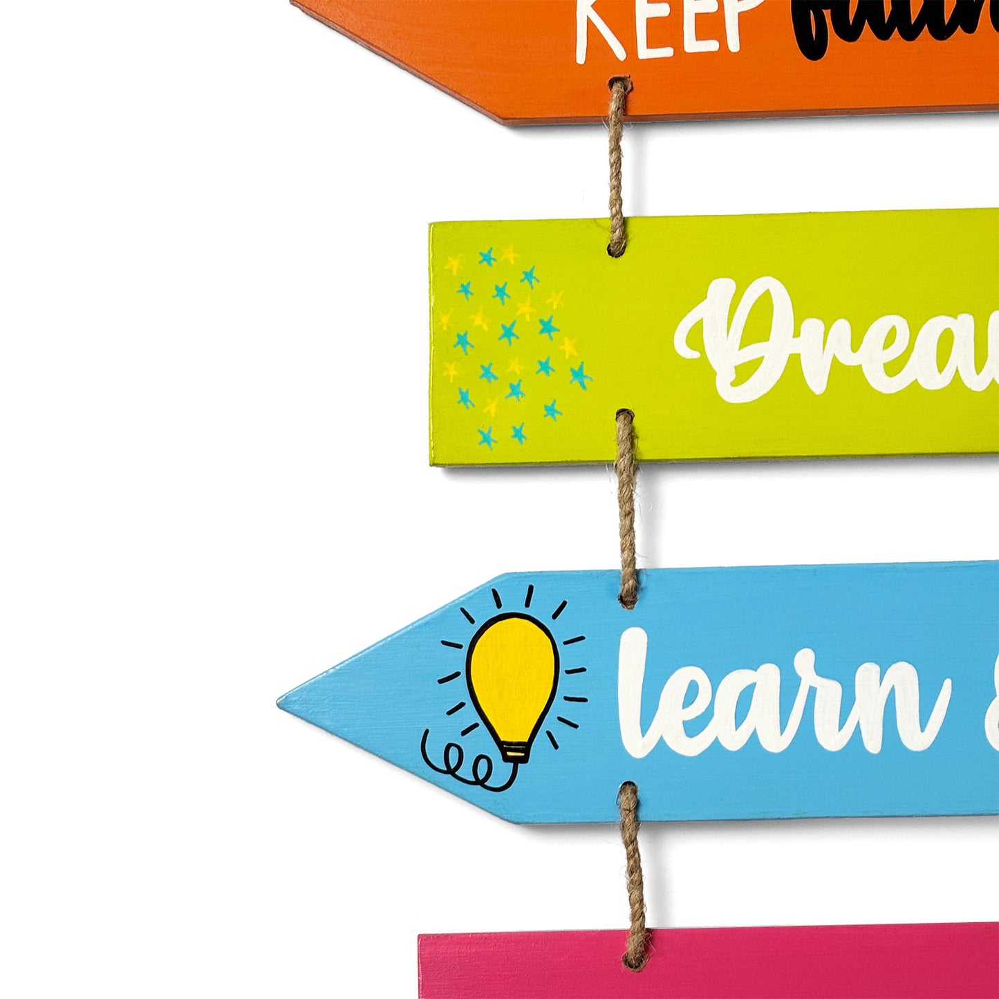 Motivational Quotes Hand-Painted Wooden Arrow Plank Wall Hanging - Design 2