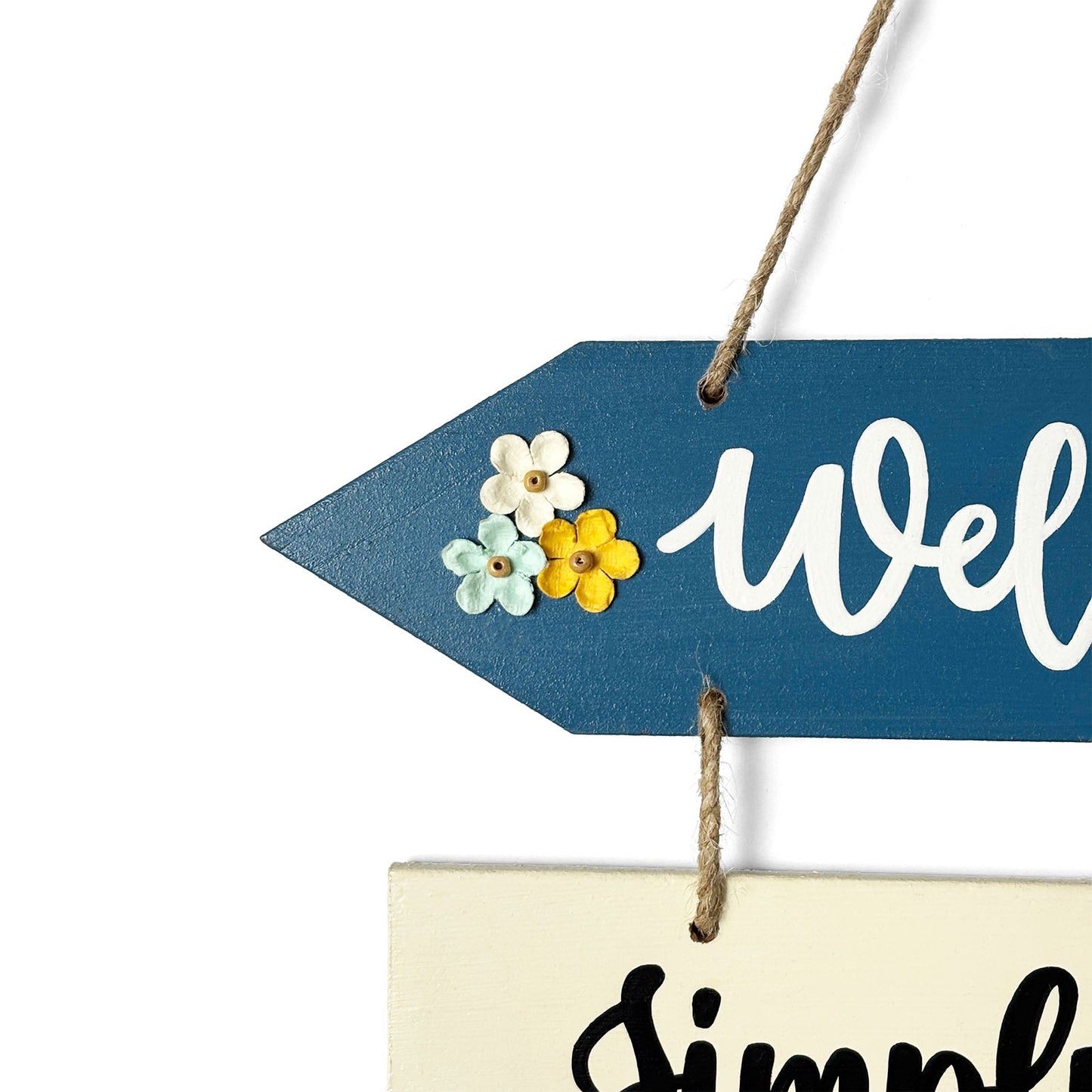 Welcome To Our Home Hand-Painted Wooden Arrow Plank Wall Hanging - Design 13