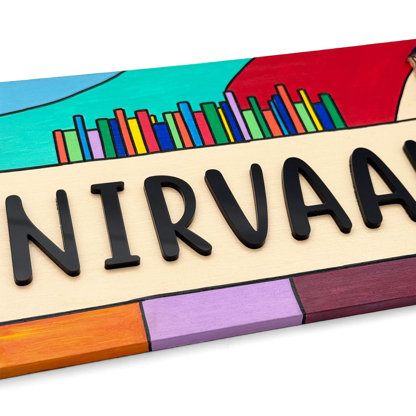 Boy Reading Book Hand-Painted Wooden Kids Name Plate