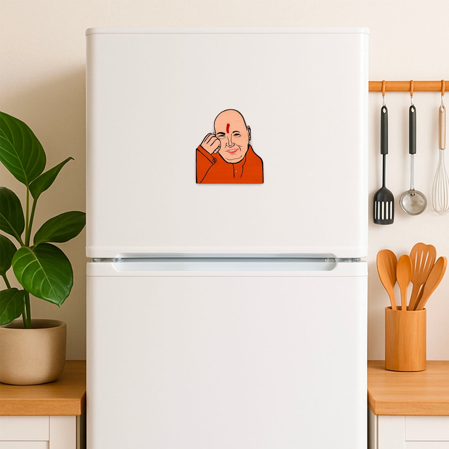 Guruji Hand-Painted Wooden Fridge Magnet