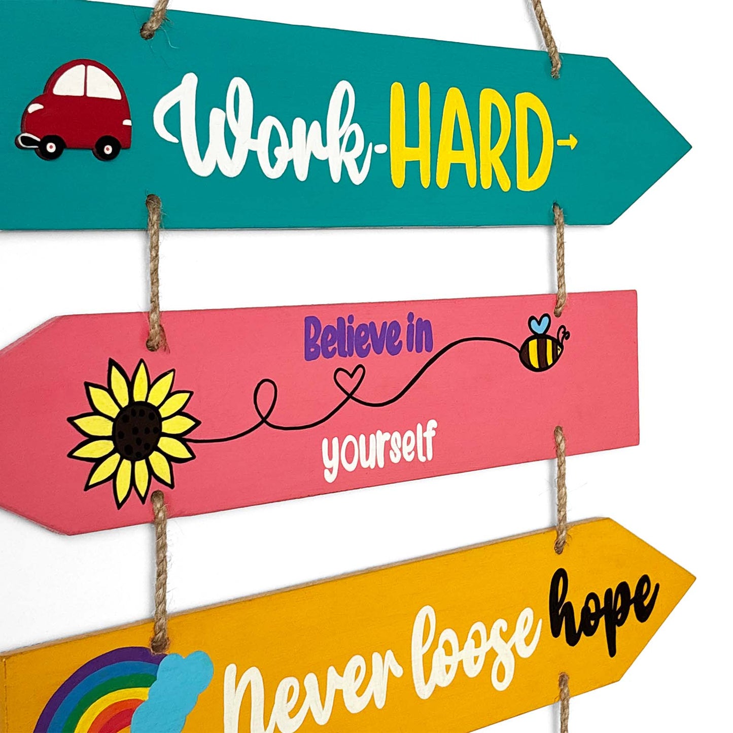 Motivational Quotes Hand-Painted Wooden Arrow Plank Wall Hanging - Design 2