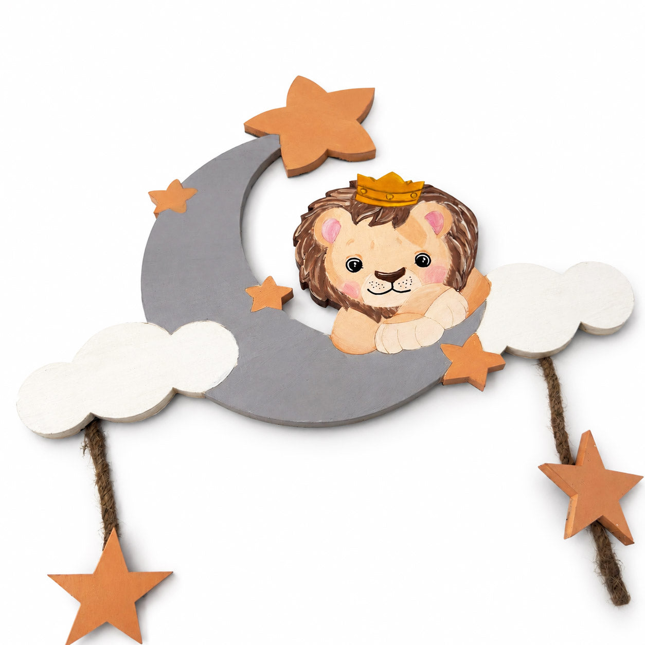 Lion Themed Hand-Painted Wooden Kids Name Plate - Design 1