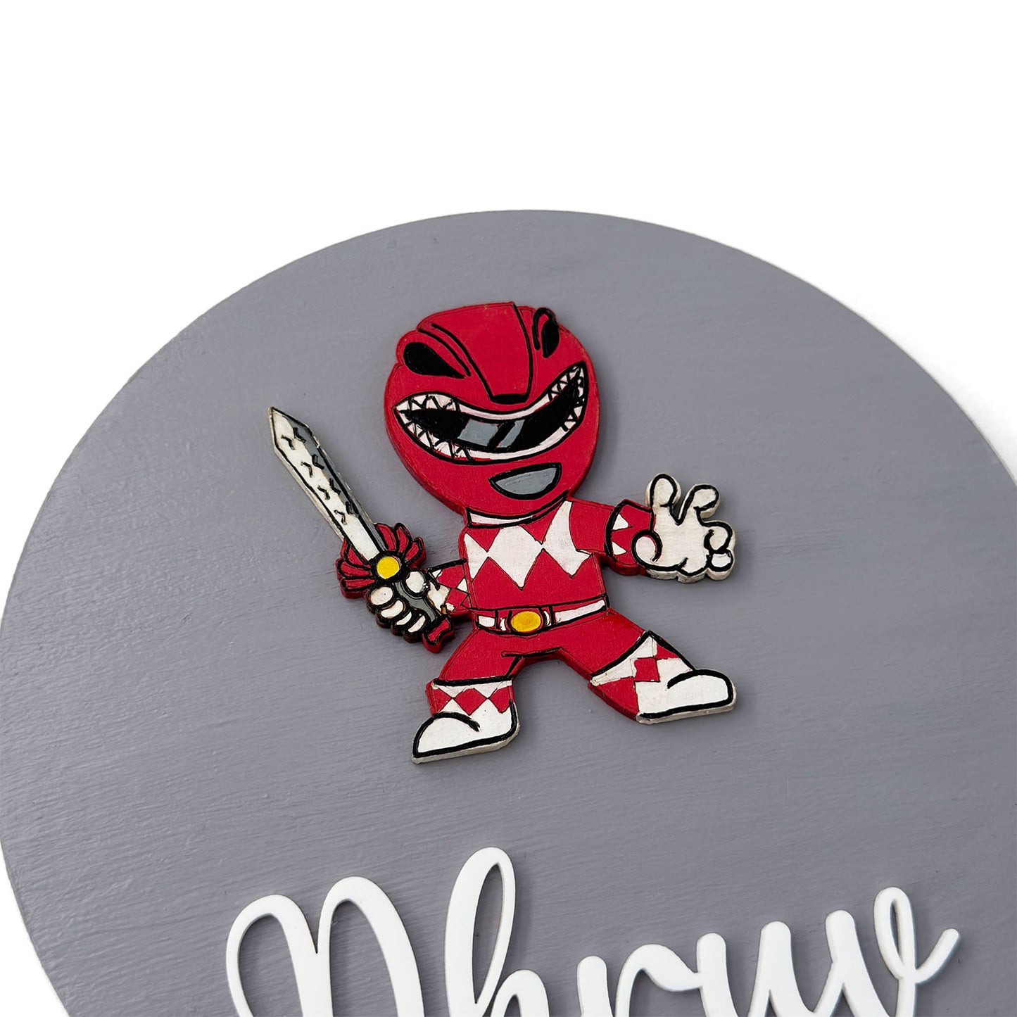 Power Rangers Themed Hand-Painted Wooden Name Plate For Kids