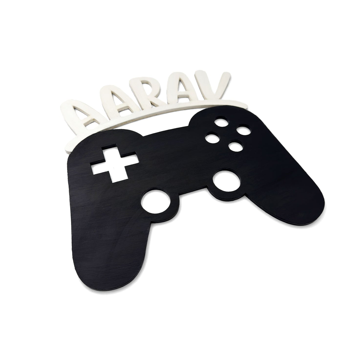 Joystick Themed Hand-Painted Wooden Kids Name Plate