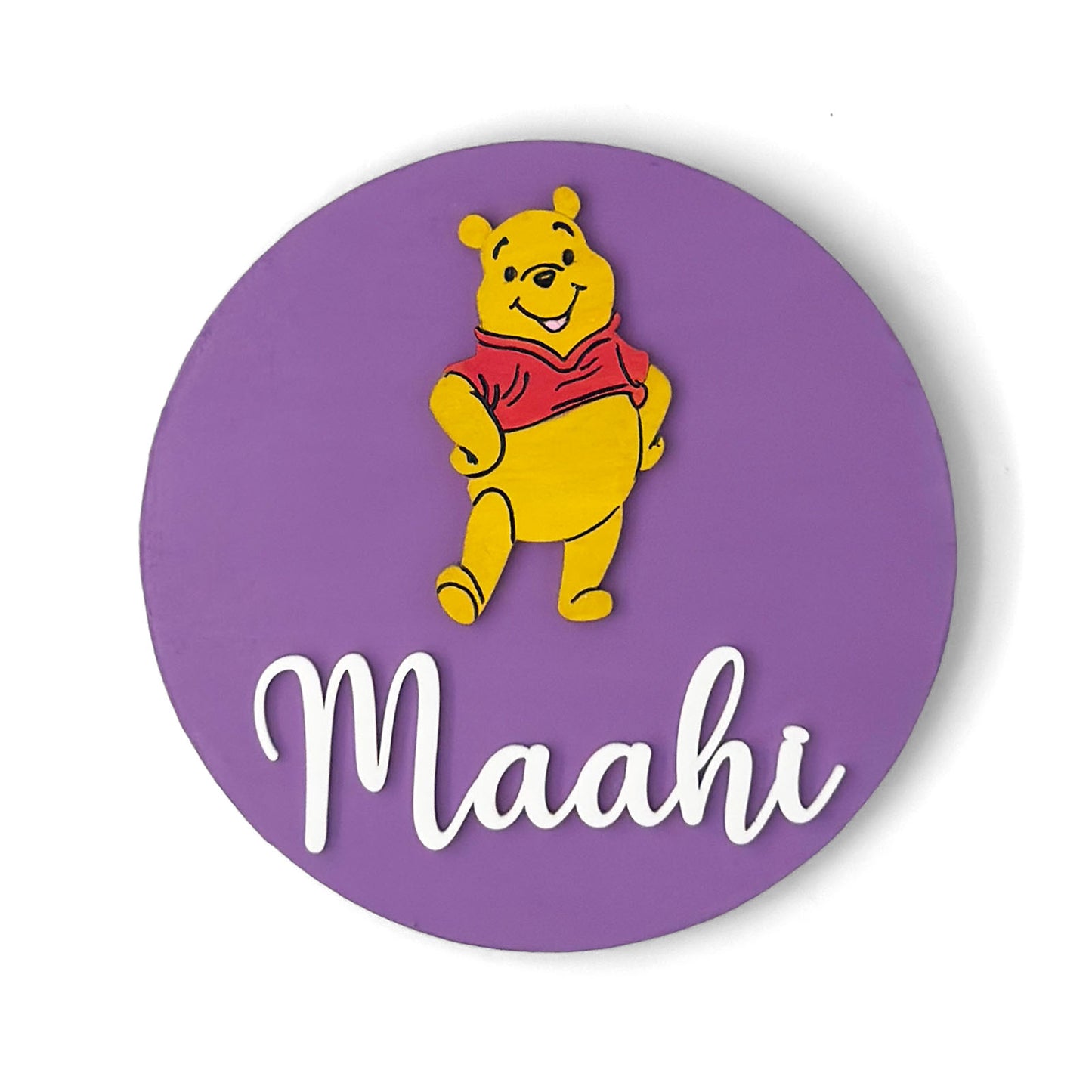 Winnie The Pooh Themed Hand-Painted Wooden Name Plate For Kids