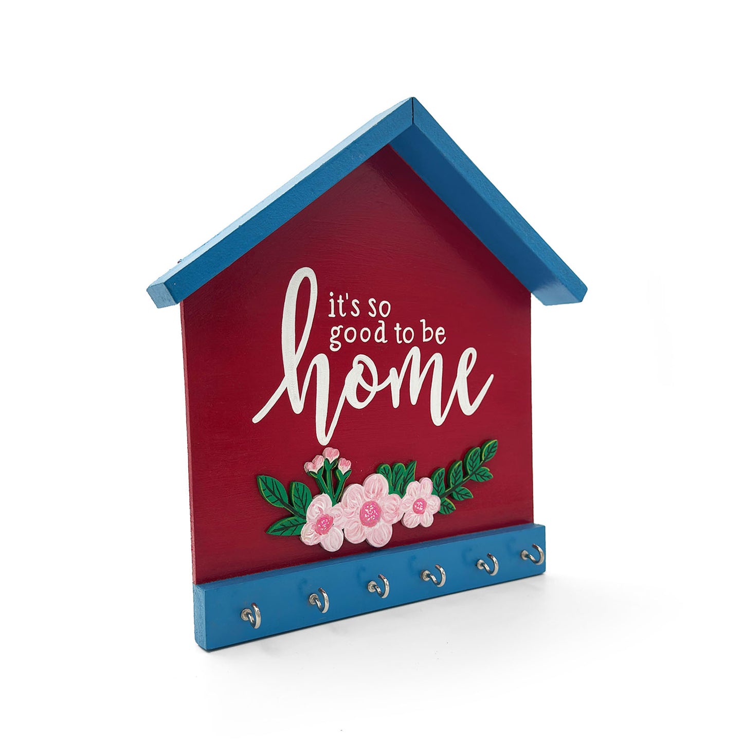 Hand-Painted Wooden Hut Key Holder -  It's So Good To Be Home