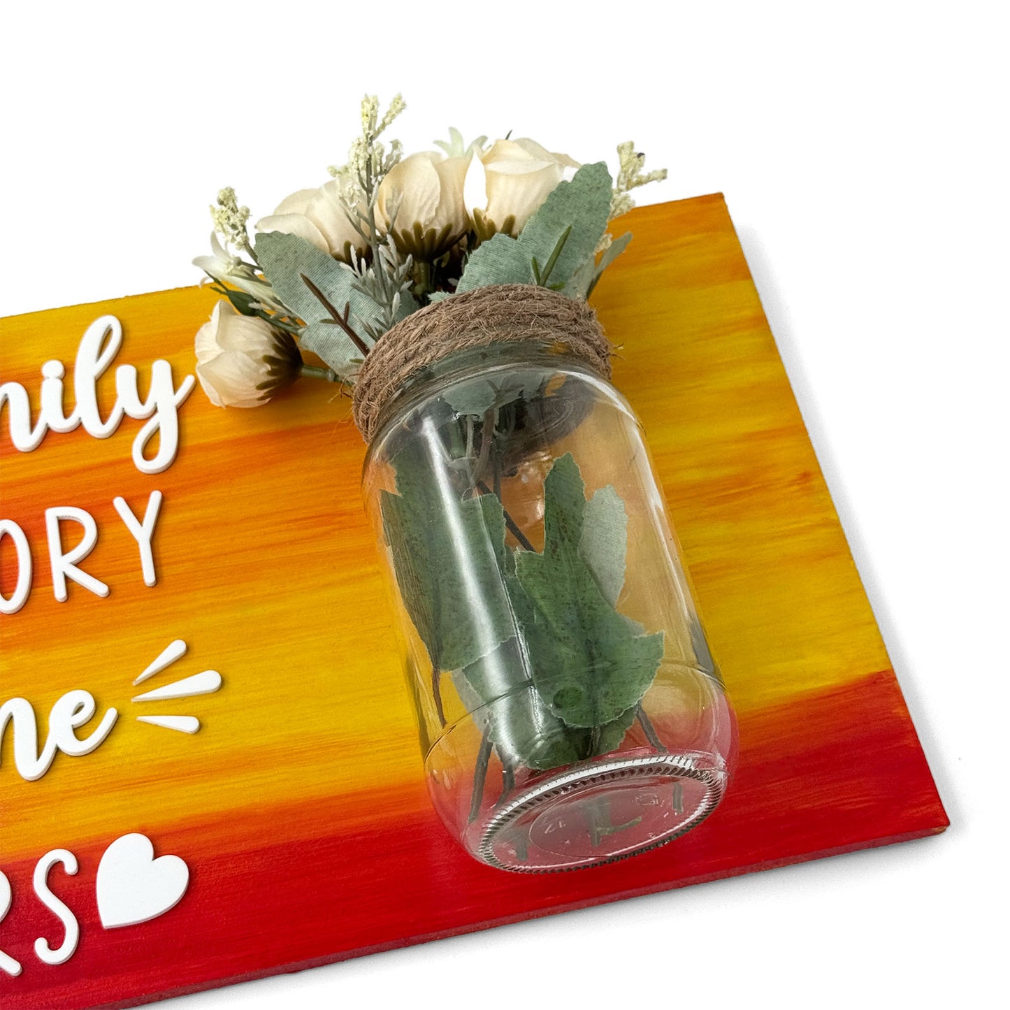 Every Family Has A Story Welcome To Ours Hand-Painted Wooden Name Plate With Jar For Home - Only Jar Board