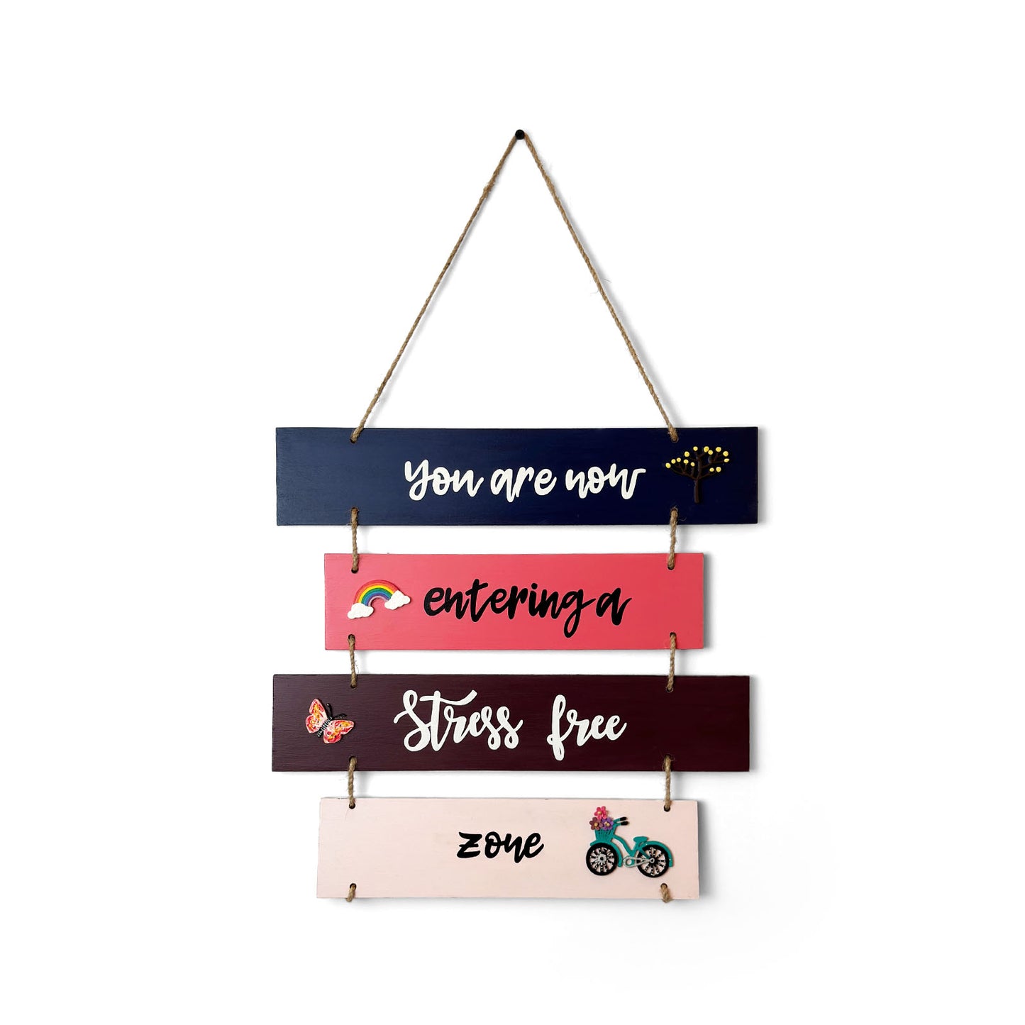 Stress Free Zone Hand-Painted Wooden Plank Wall Hanging - Design 2