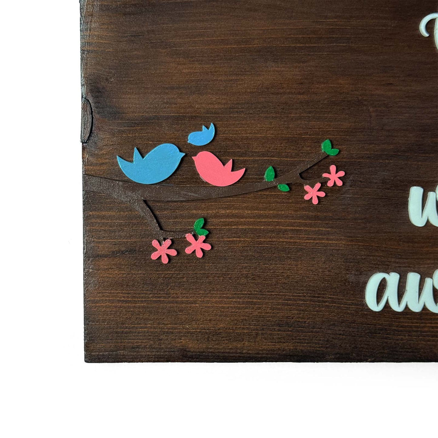 Come In We're Awesome Birds Themed Hand-Painted Wooden Name Plate For Home