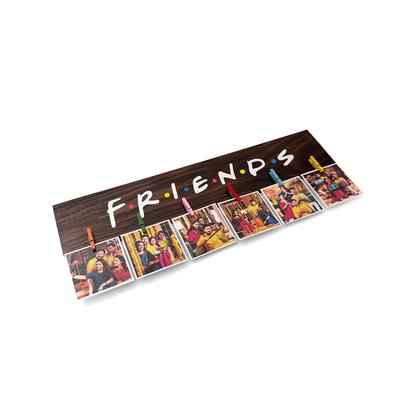 F.R.I.E.N.D.S. Hand-Painted Wooden Photo Holder - Wooden Finish