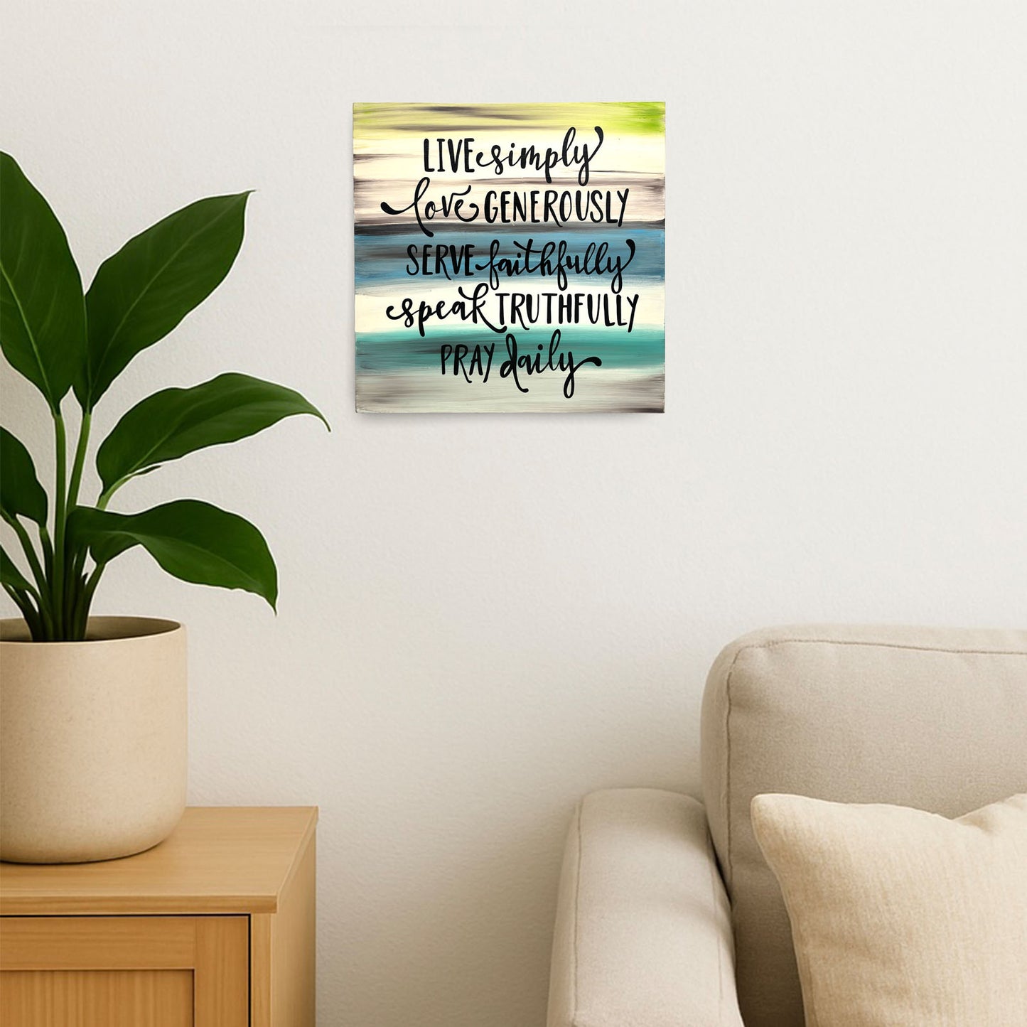 Live Love Serve Speak Pray Hand-Painted Wooden Wall Hanging