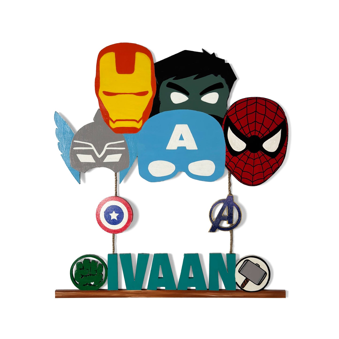 Avengers Themed Hand-Painted Wooden Kids Name Plate