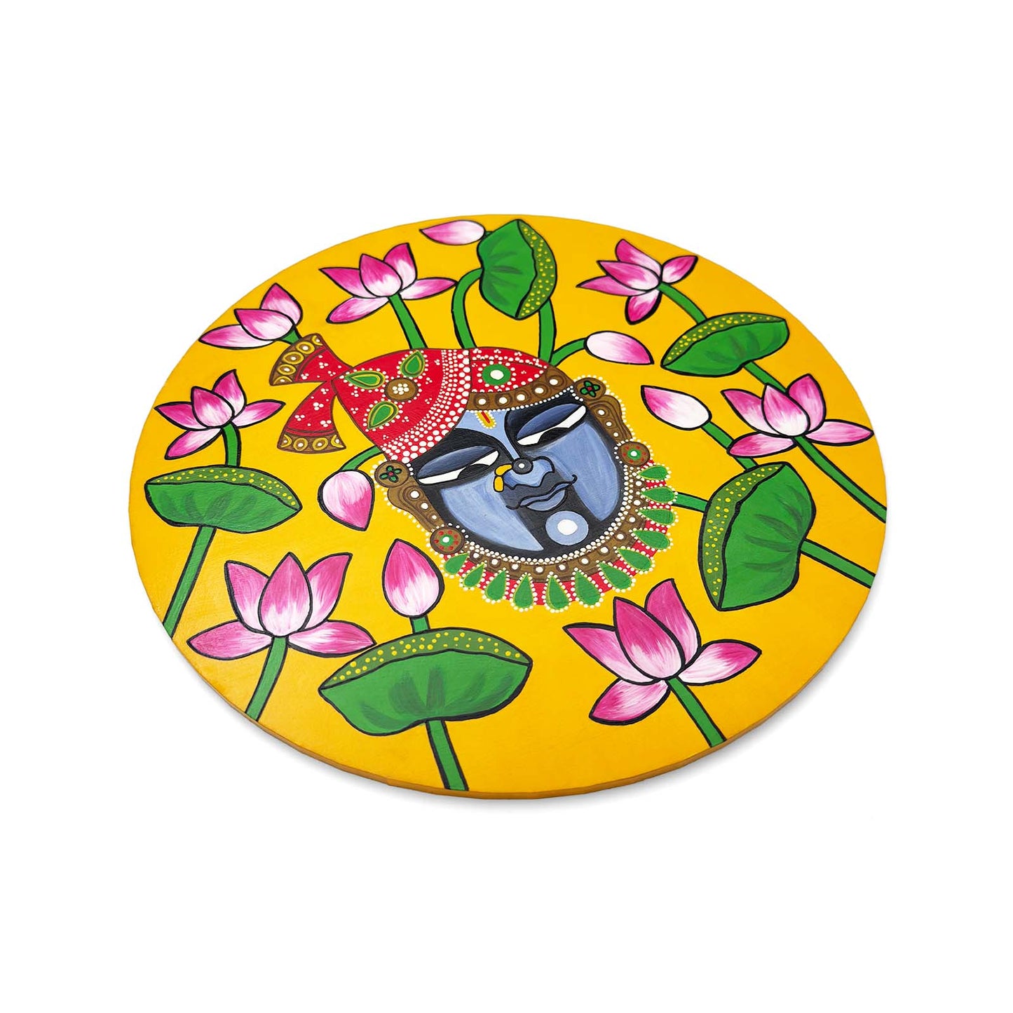 Shreenath Ji Hand-Painted Wooden Wall Hanging