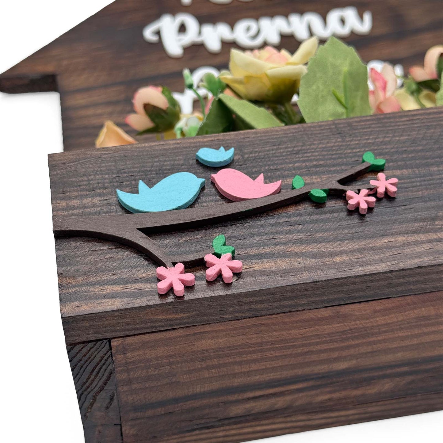 Hut-Shaped Hand-Painted Wooden Planter Name Plate For Home - Wooden Finish