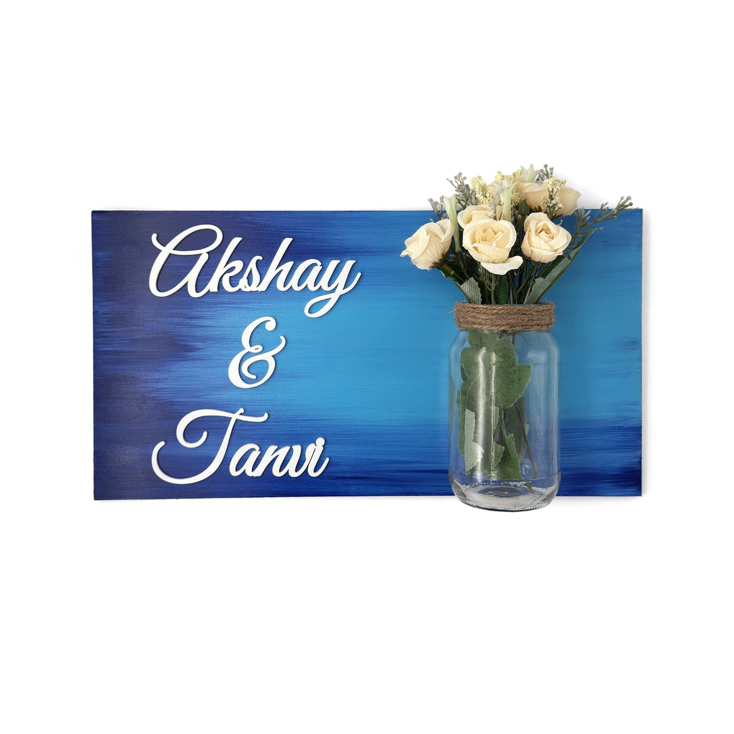 Hand-Painted Wooden Name Plate With Jar For Home - Only Jar Board
