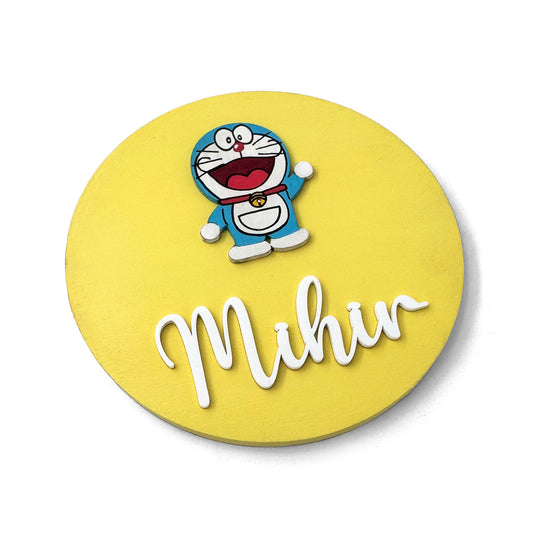 Doraemon Themed Hand-Painted Wooden Name Plate For Kids