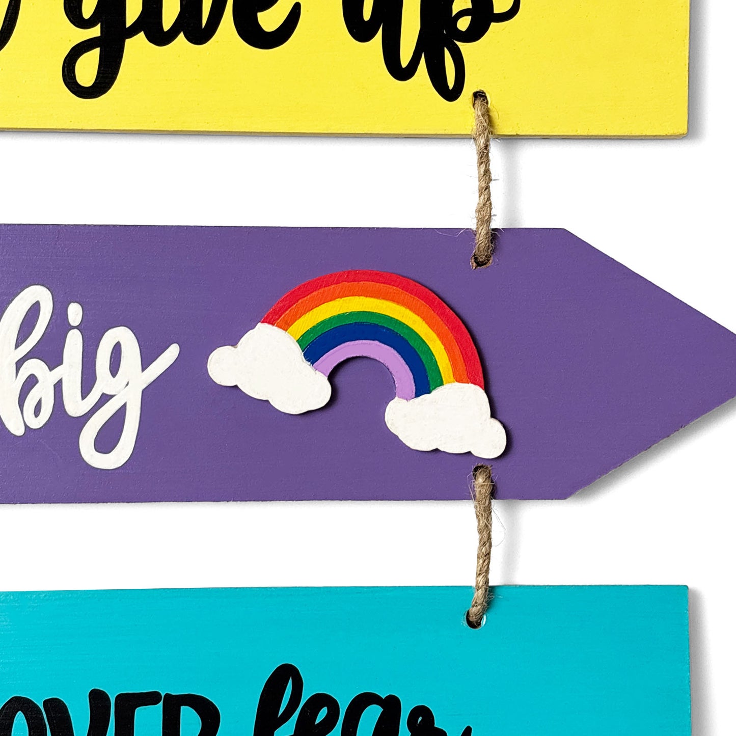 Motivational Quotes Hand-Painted Wooden Arrow Plank Wall Hanging - Design 1