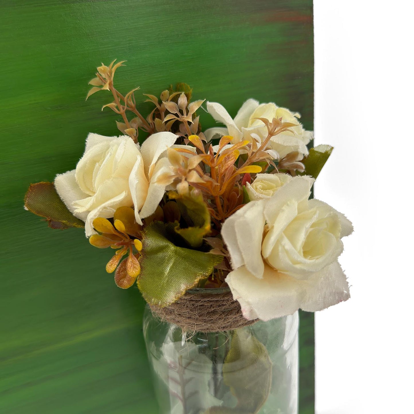 Green Hand-Painted Wooden Name Plate With Jar For Home - Only Jar Board