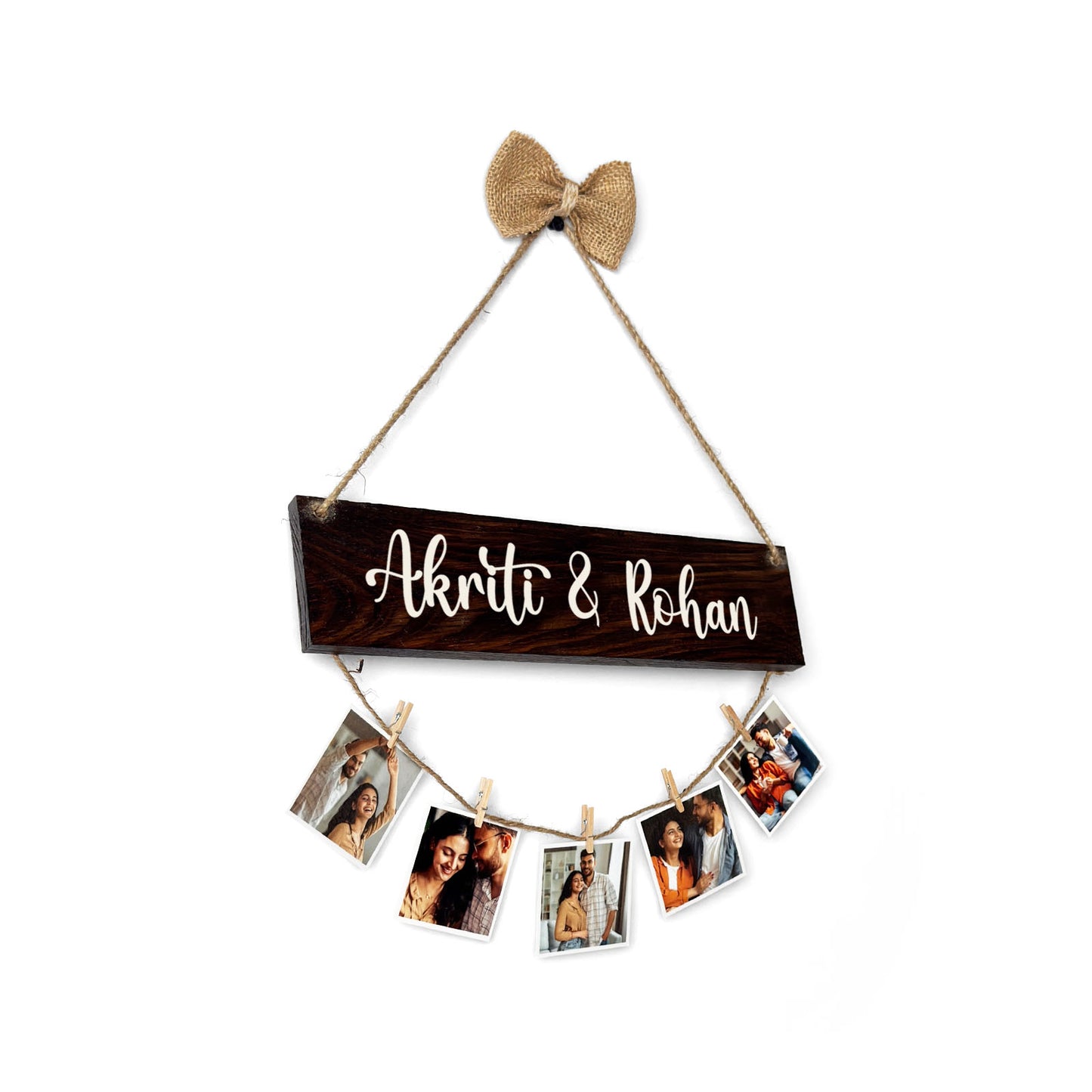 Personalised Hand-Painted Wooden Single Plank Photo Holder