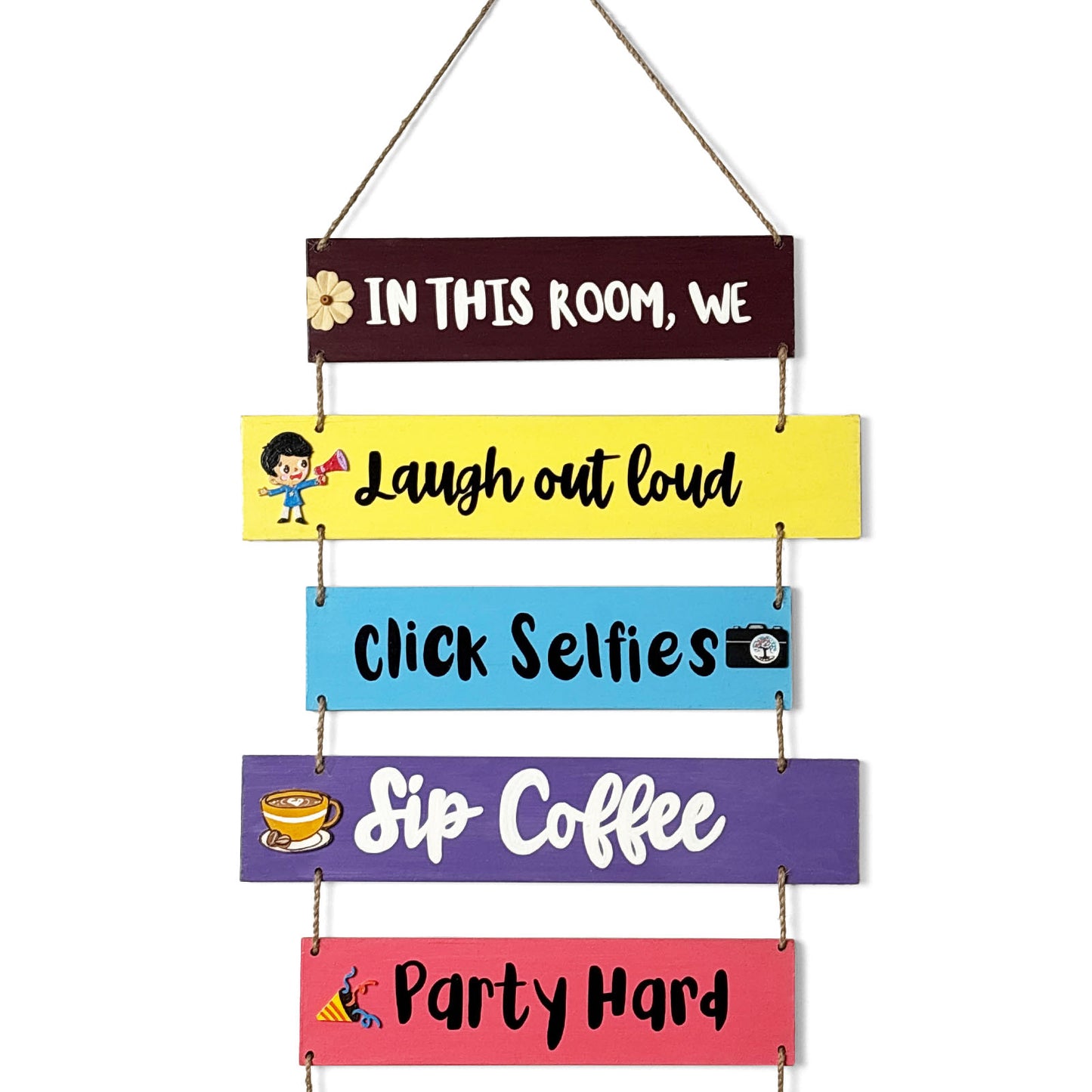 In This Room We Hand-Painted Wooden Plank Wall Hanging