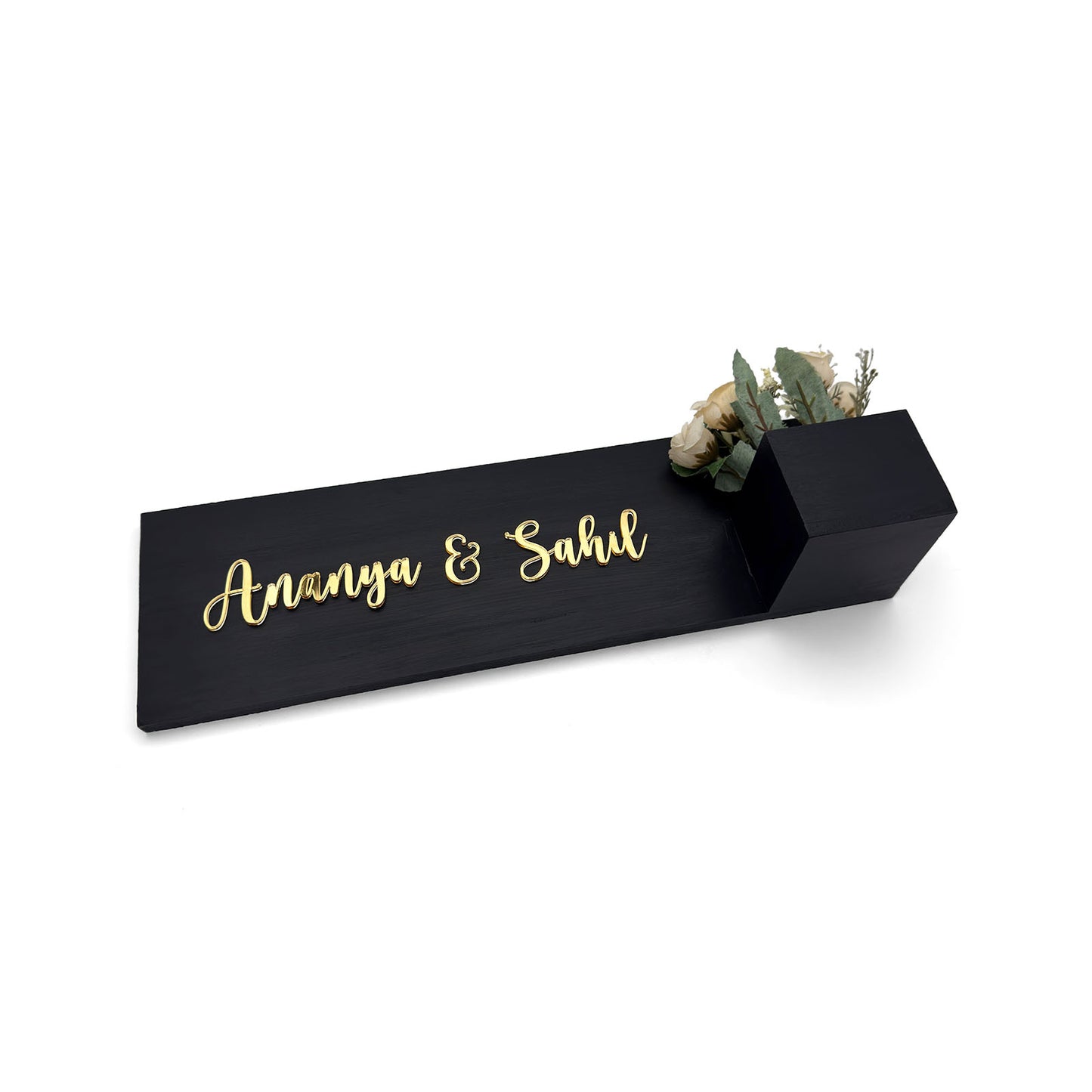 Rectangular Hand-Painted Wooden Planter Name Plate For Home