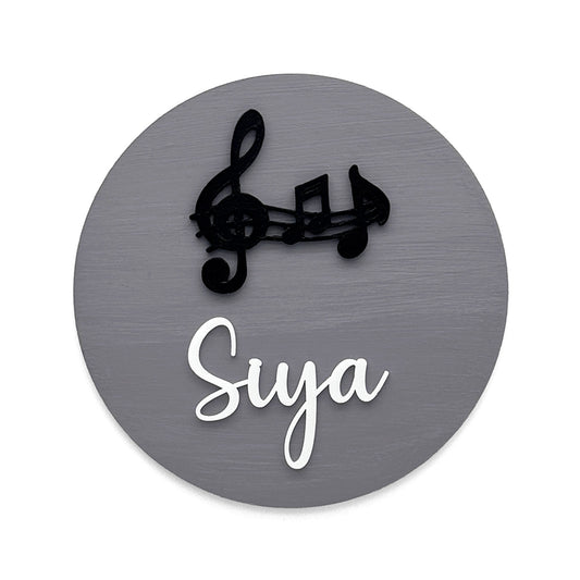 Music Themed Hand-Painted Wooden Mini Kids Name Plate
