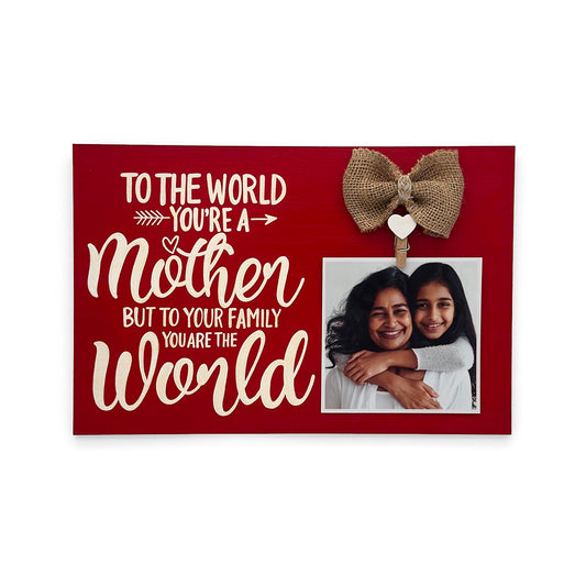 Mother Hand-Painted Wooden Photo Holder - Red