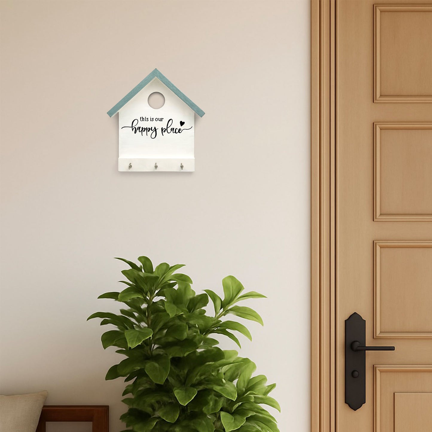 Hand-Painted Hut Key Holder - This Is Our Happy Place