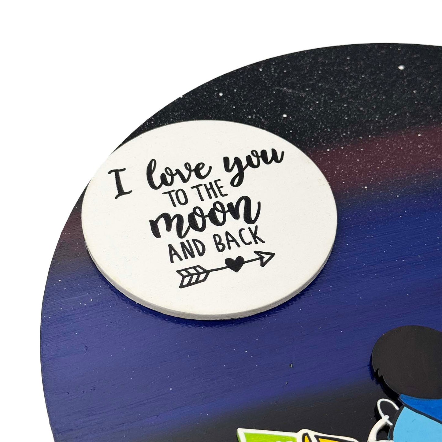 I Love You To The Moon And Back Hand-Painted Wooden Photo Holder