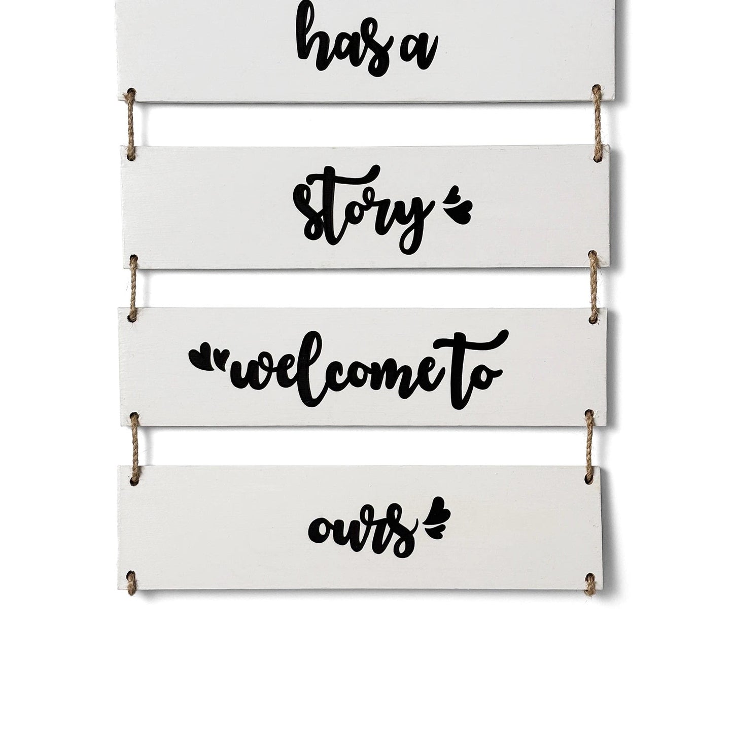 Every Family Has A Story Welcome To Ours Hand-Painted Wooden Plank Wall Hanging