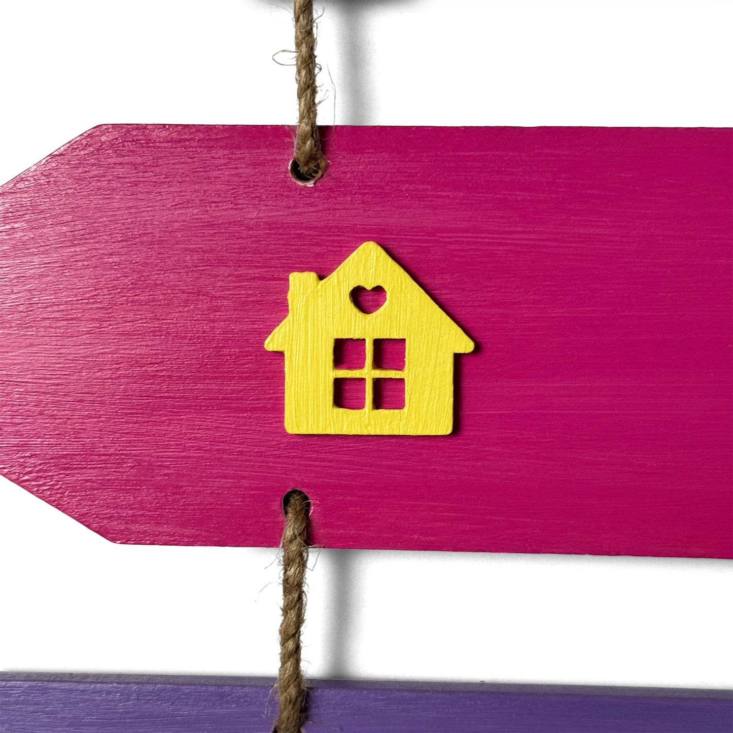 This Is Our Happy Place Hand-Painted Wooden Arrow Plank Name Plate For Home In Vibrant Colors - Five Planks