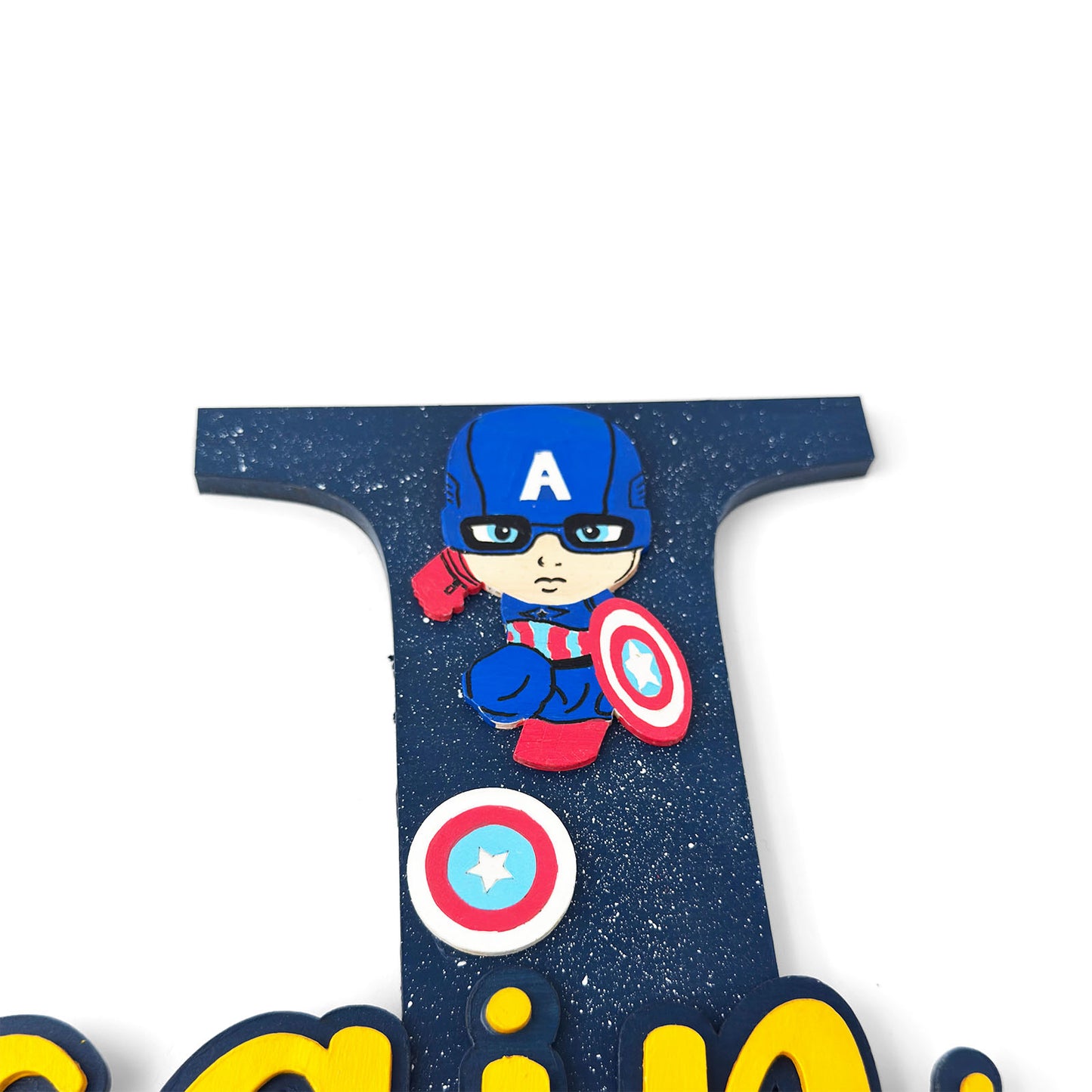 Superheroes Avengers Themed Layered Alphabet Initial Hand-Painted Wooden Kids Name Plate - Design 1