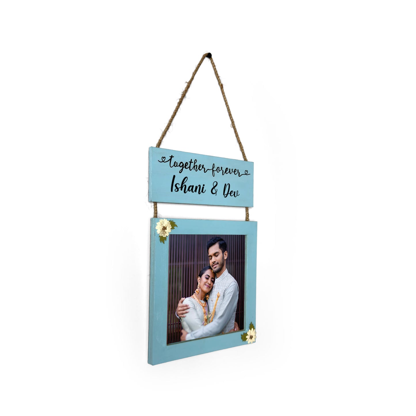 Together Forever Personalised Hand-Painted Wooden Photo Holder - Light Grey