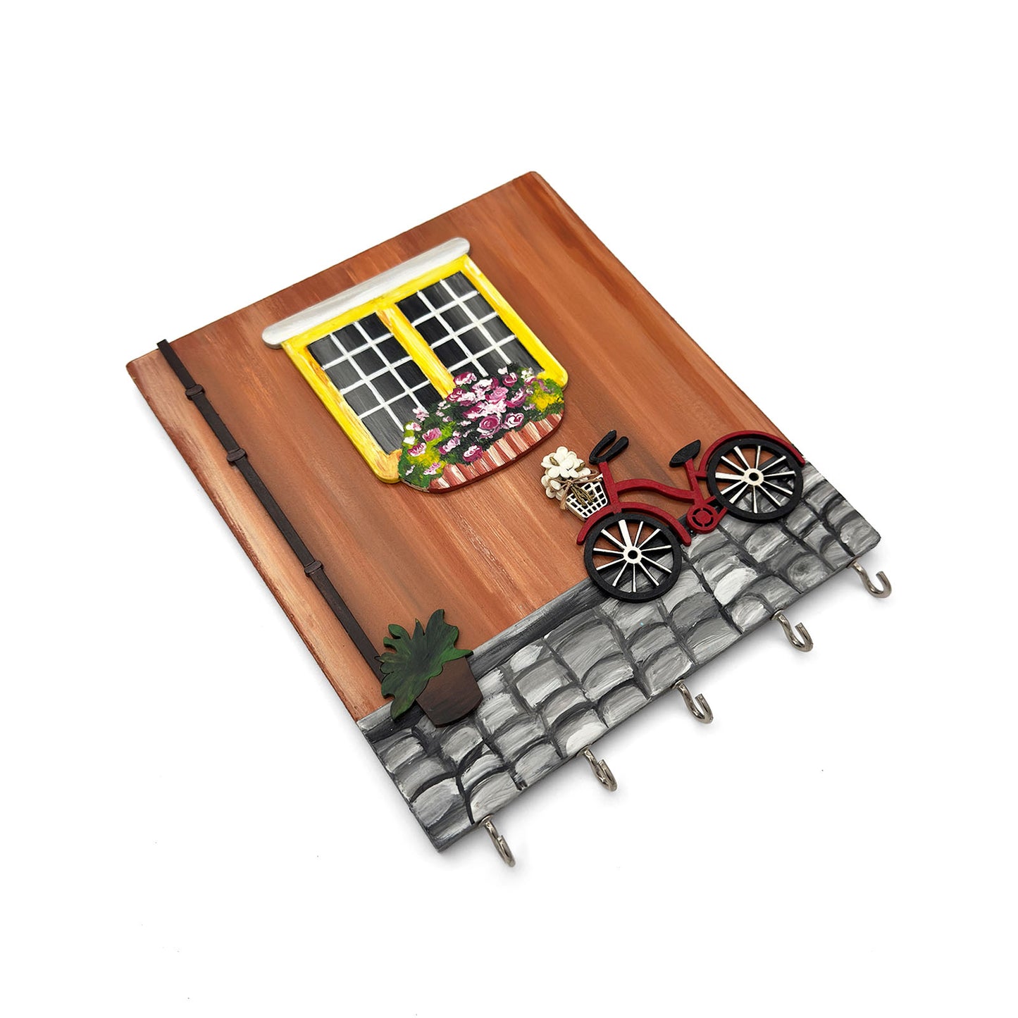 Hand-Painted Wooden Key Holder - Blooming Path