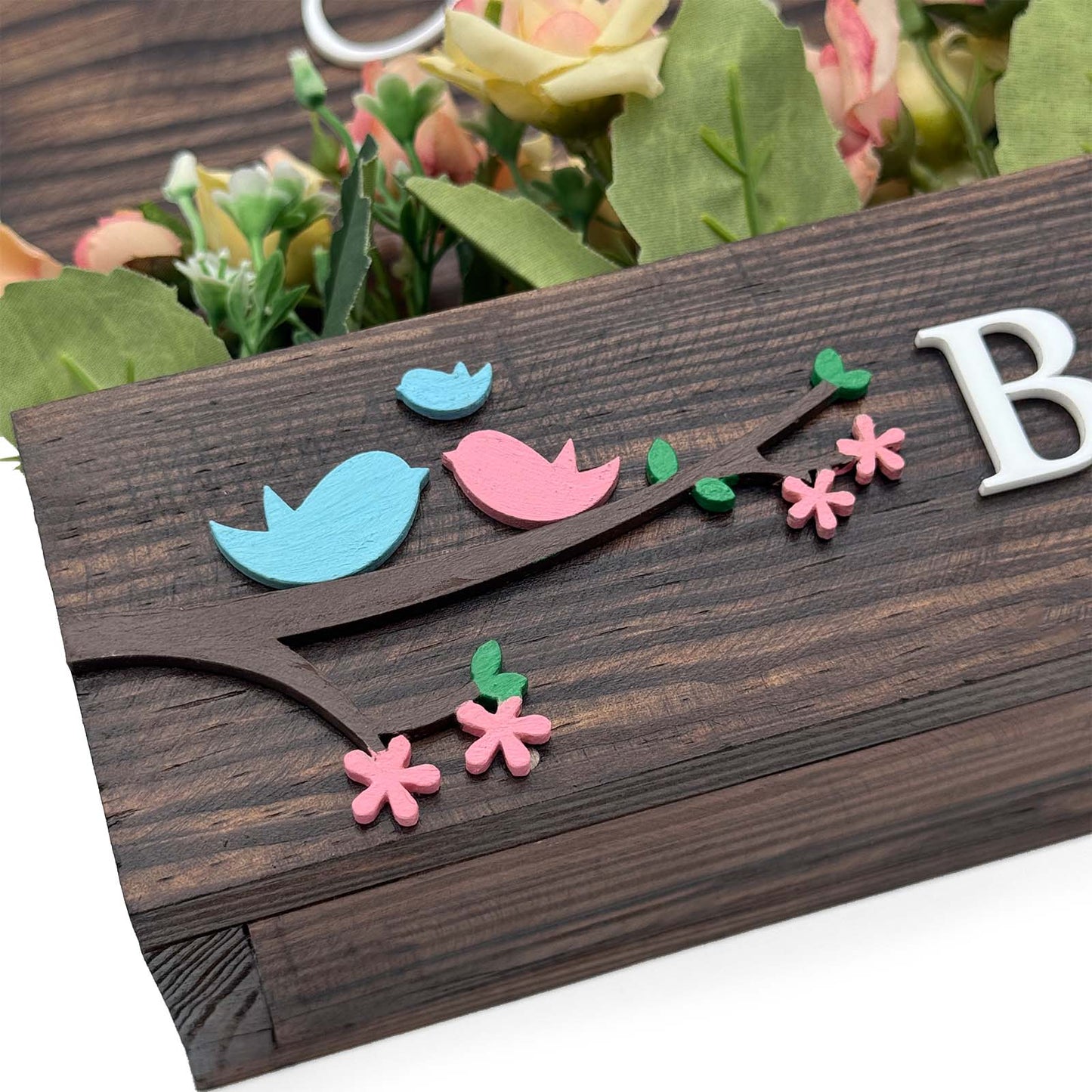 Hut-Shaped Hand-Painted Wooden Planter Name Plate For Home - Wooden Finish