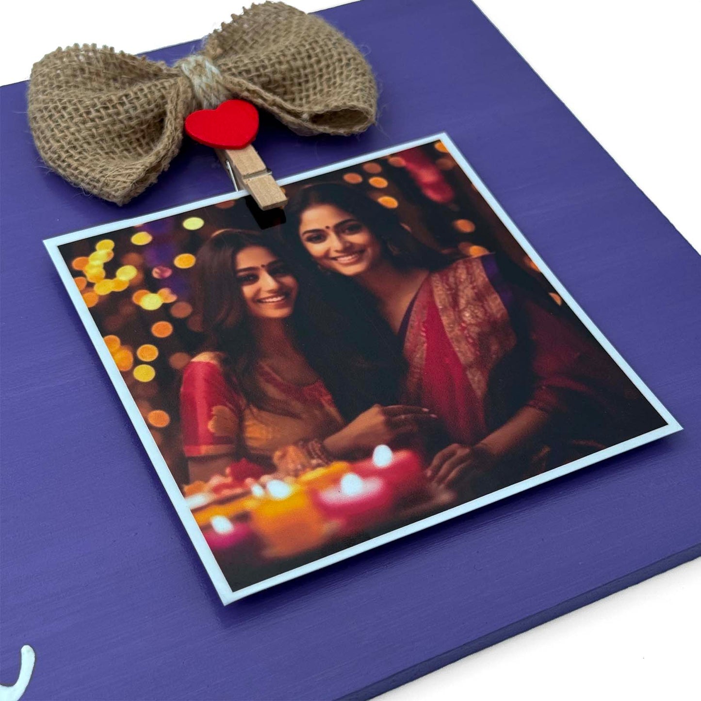 Always My Sister Forever My Friend Hand-Painted Wooden Photo Holder - Purple