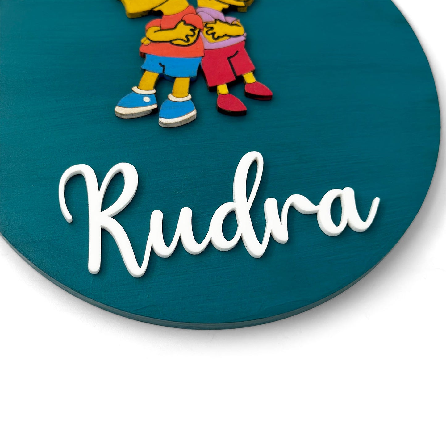 Bart & Millhouse The Simpsons Themed Hand-Painted Wooden Name Plate For Kids