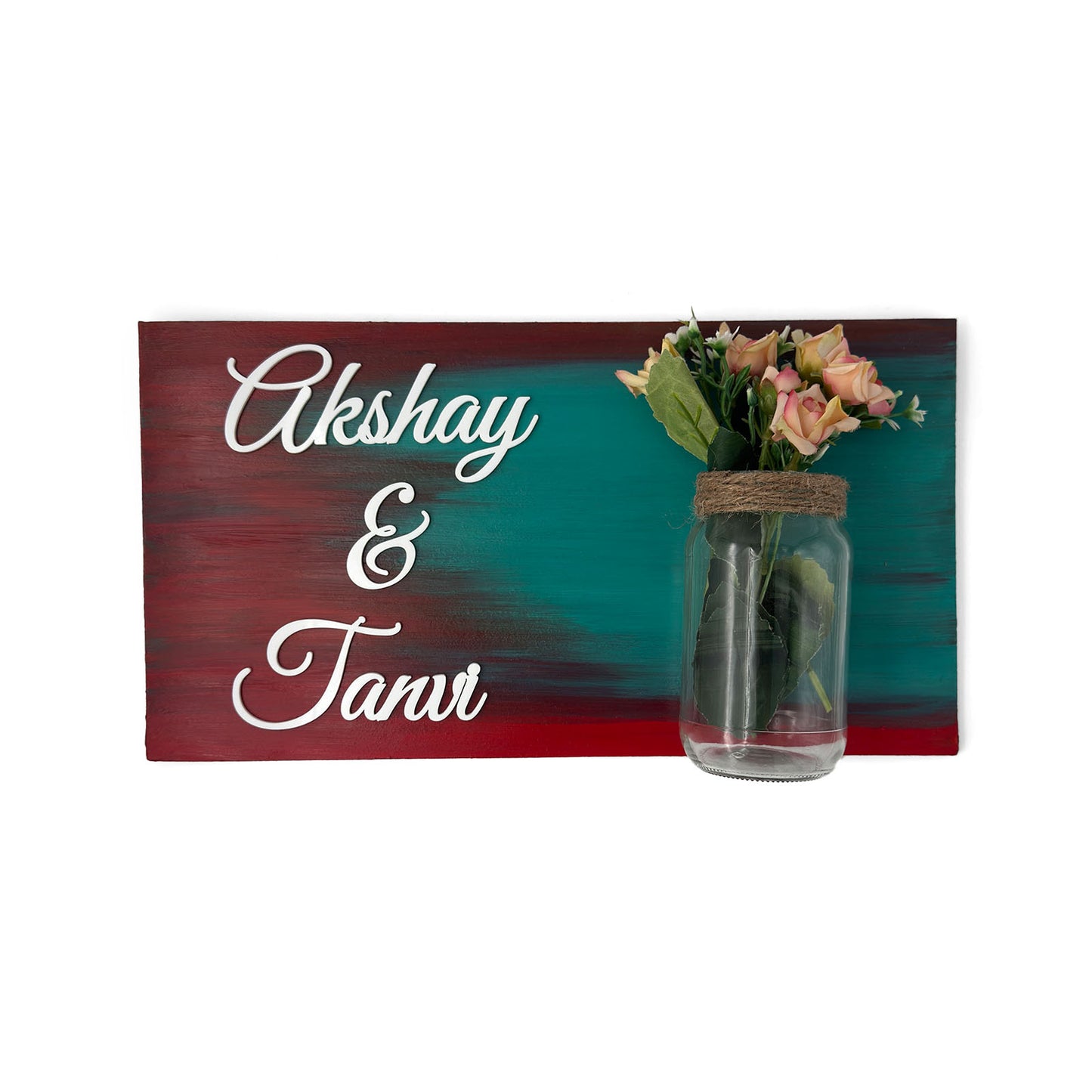 Hand-Painted Wooden Name Plate With Jar For Home - Only Jar Board