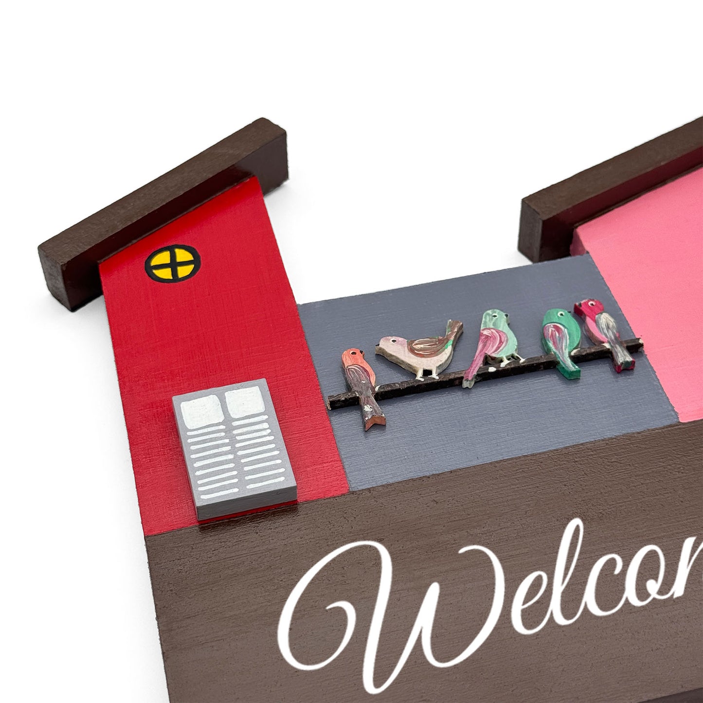 Hut-Shaped Hand-Painted Wooden Name Plate For Home - Hut Board Design 4