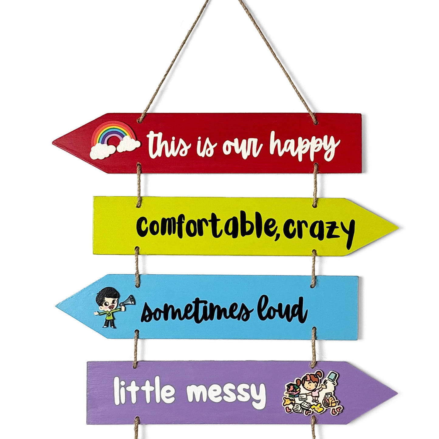 This Is Our Happy Place Hand-Painted Wooden Arrow Plank Wall Hanging - Design 2