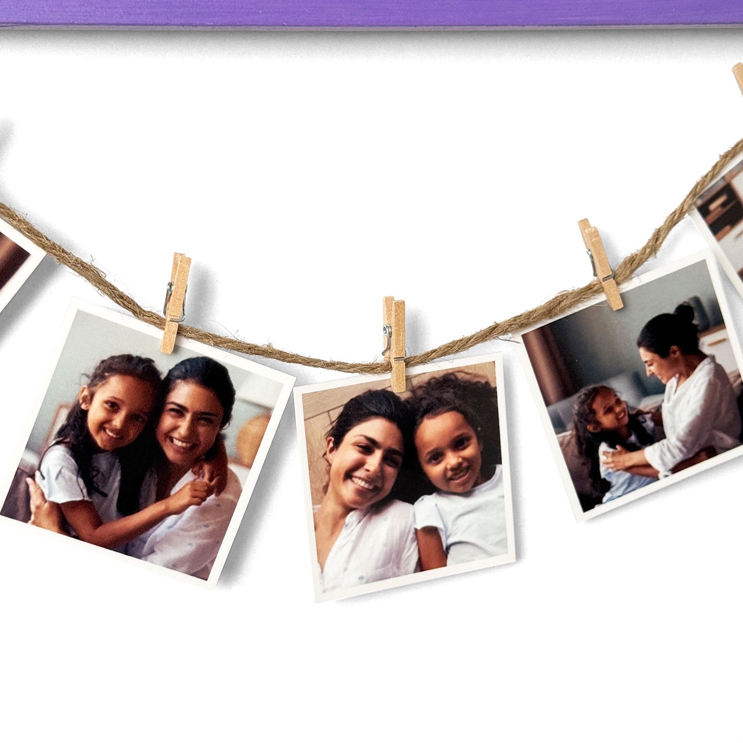 Happy Birthday Personalised Hand-Painted Wooden Photo Holder - Pink & Purple