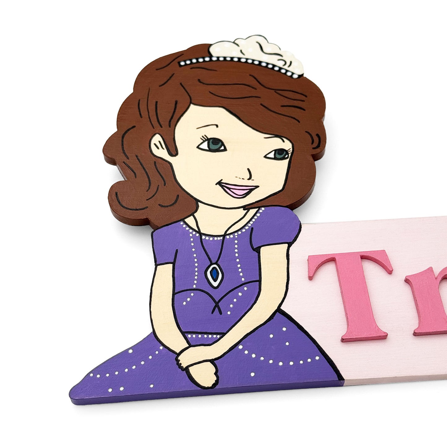 Princess Themed Hand-Painted Wooden Kids Name Plate